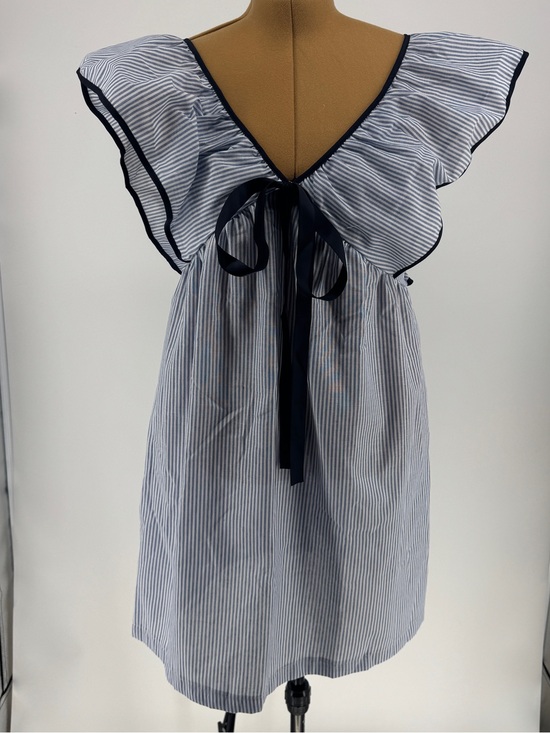 Dresses & Skirts - Striped Flutter Sleeve Tie-Front Dress in Navy and White
